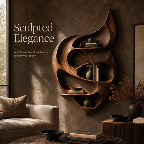 Brielle Sculpted Wood Shelf - Design 054 - product image 02