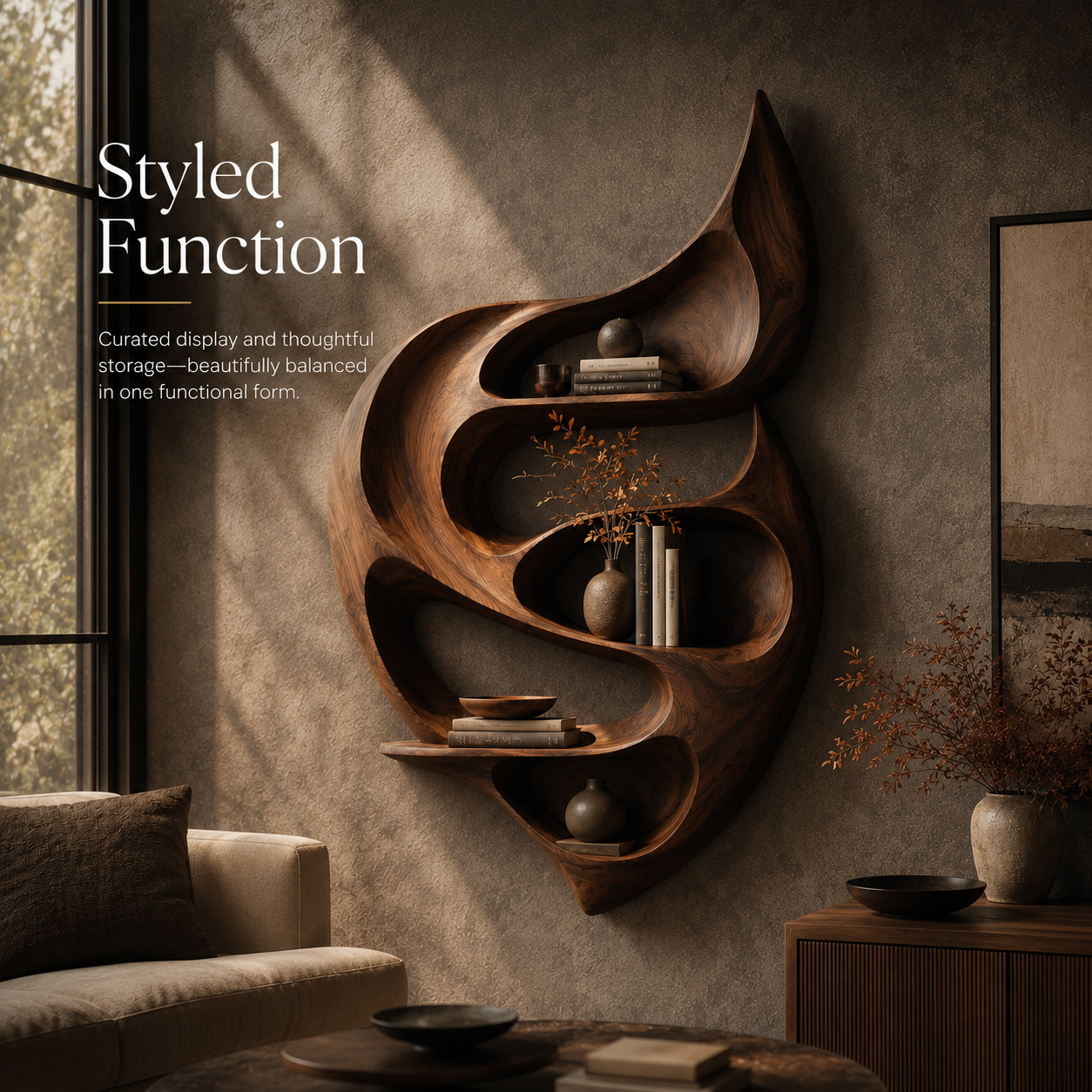 Brielle Sculpted Wood Shelf - Design 054 - product image 08