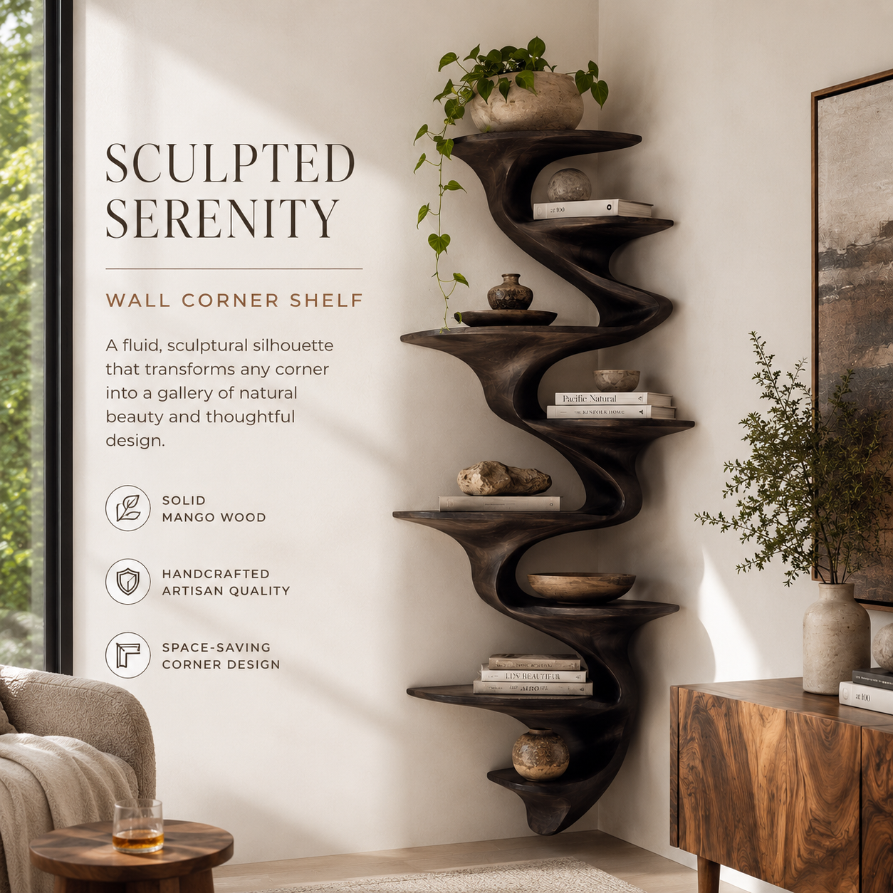 Alden Warm Walnut Wall Shelf - Design 057 - product image 04