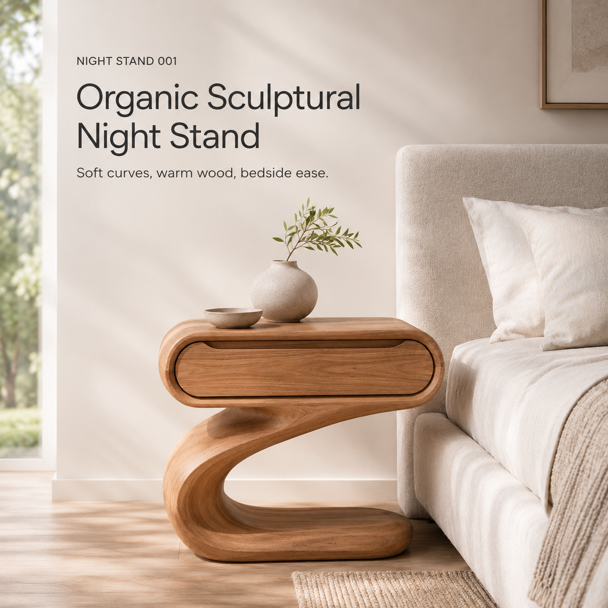 Alden Curved Wood Night Stand - Design 001 - product image 02