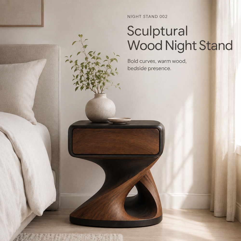 Brielle Sculpted Bedside Table - Design 002 - product image 02
