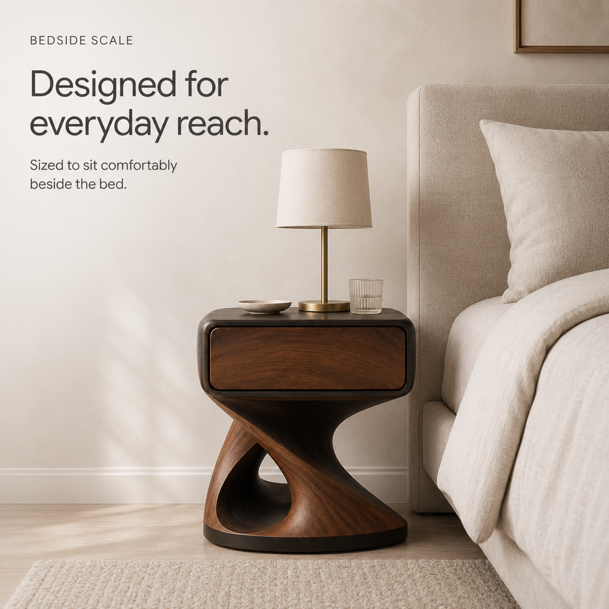 Brielle Sculpted Bedside Table - Design 002 - product image 04