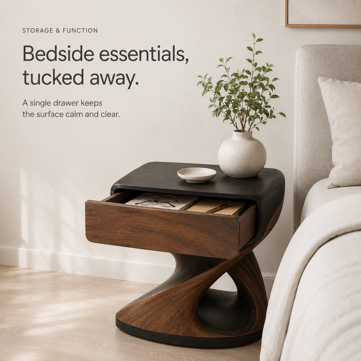 Brielle Sculpted Bedside Table - Design 002 - product image 07