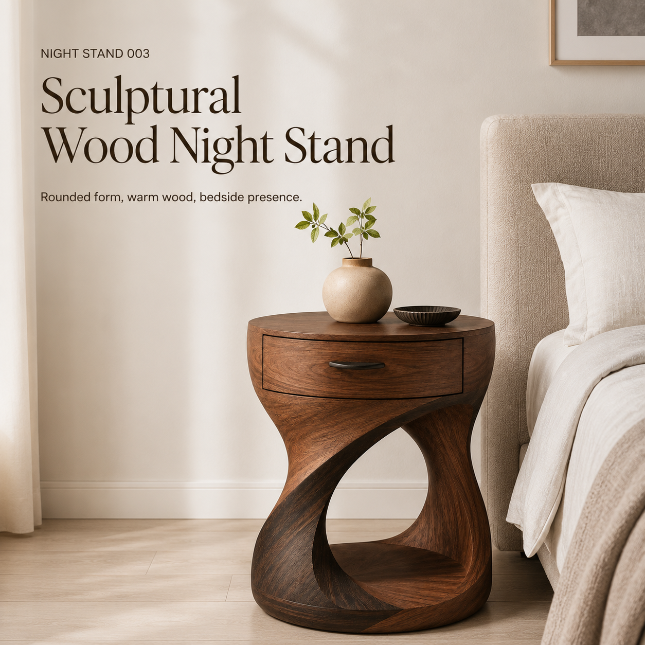 Celine Warm Modern Night Stand - Design 003 - product image 02