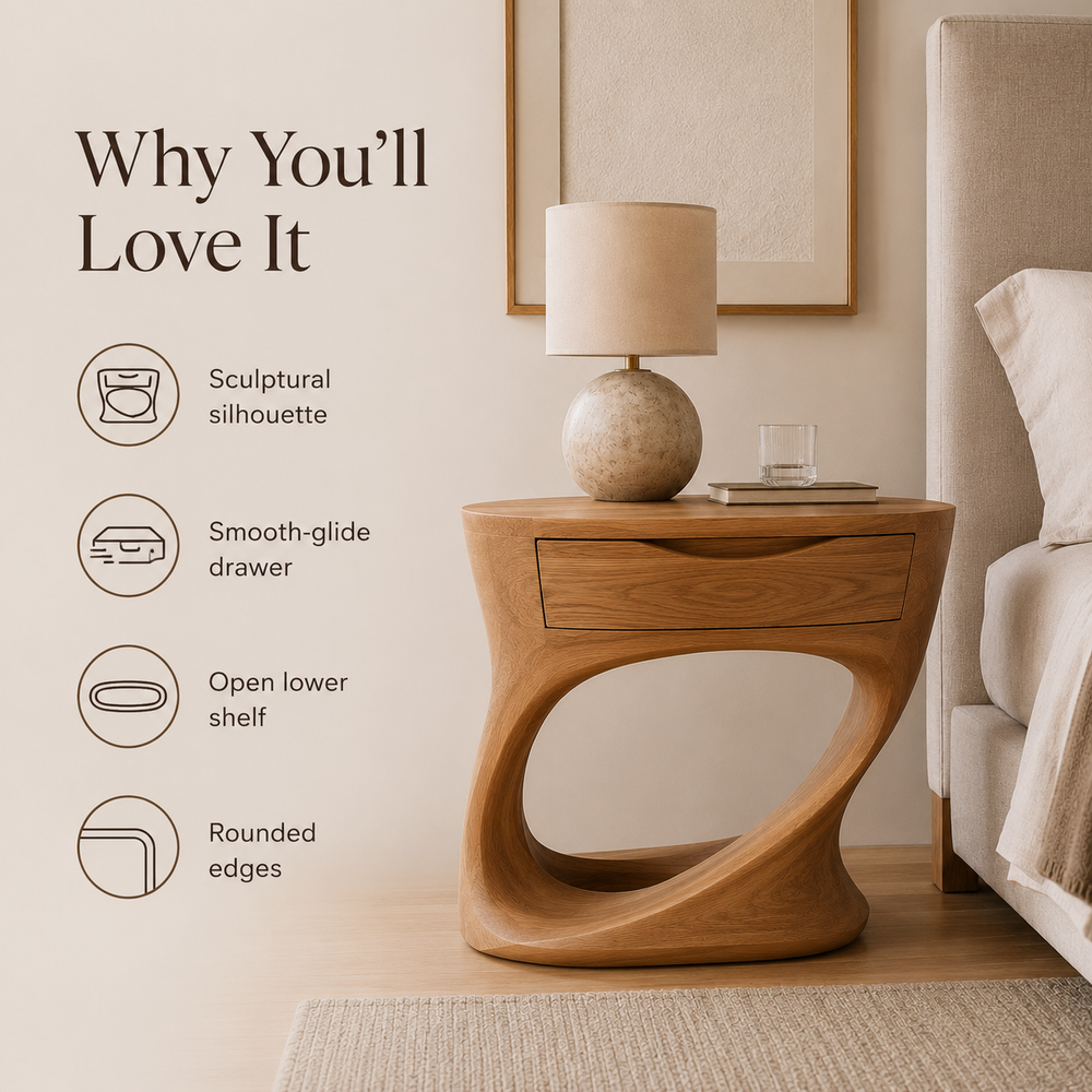 Isla Soft Curve Bedside Table - Design 006 - product image 09
