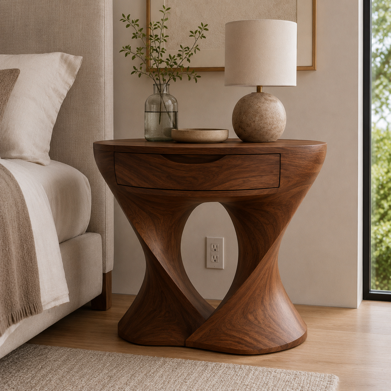 Marin Flow Wood Bedside Table - Design 008 - main view