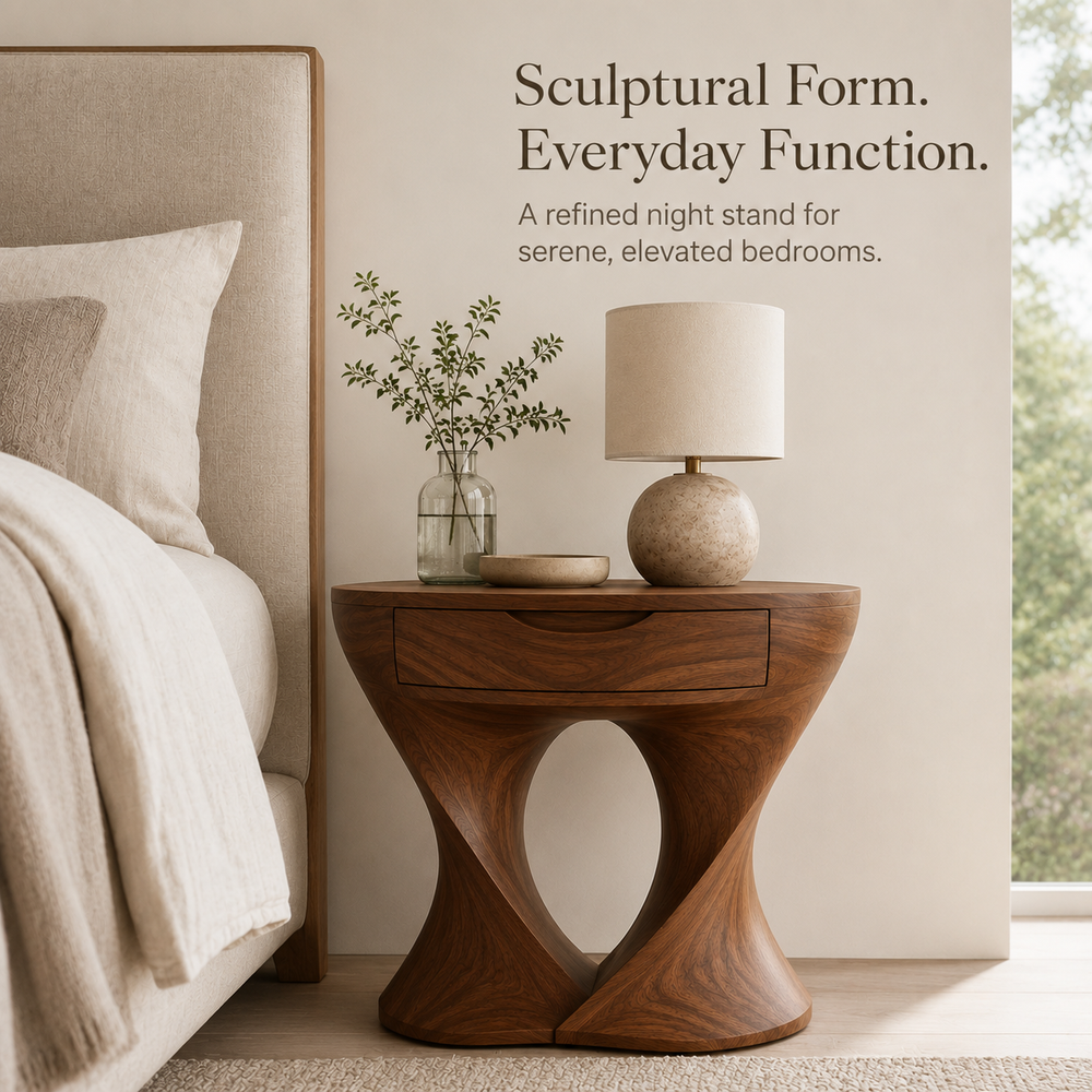 Marin Flow Wood Bedside Table - Design 008 - product image 02