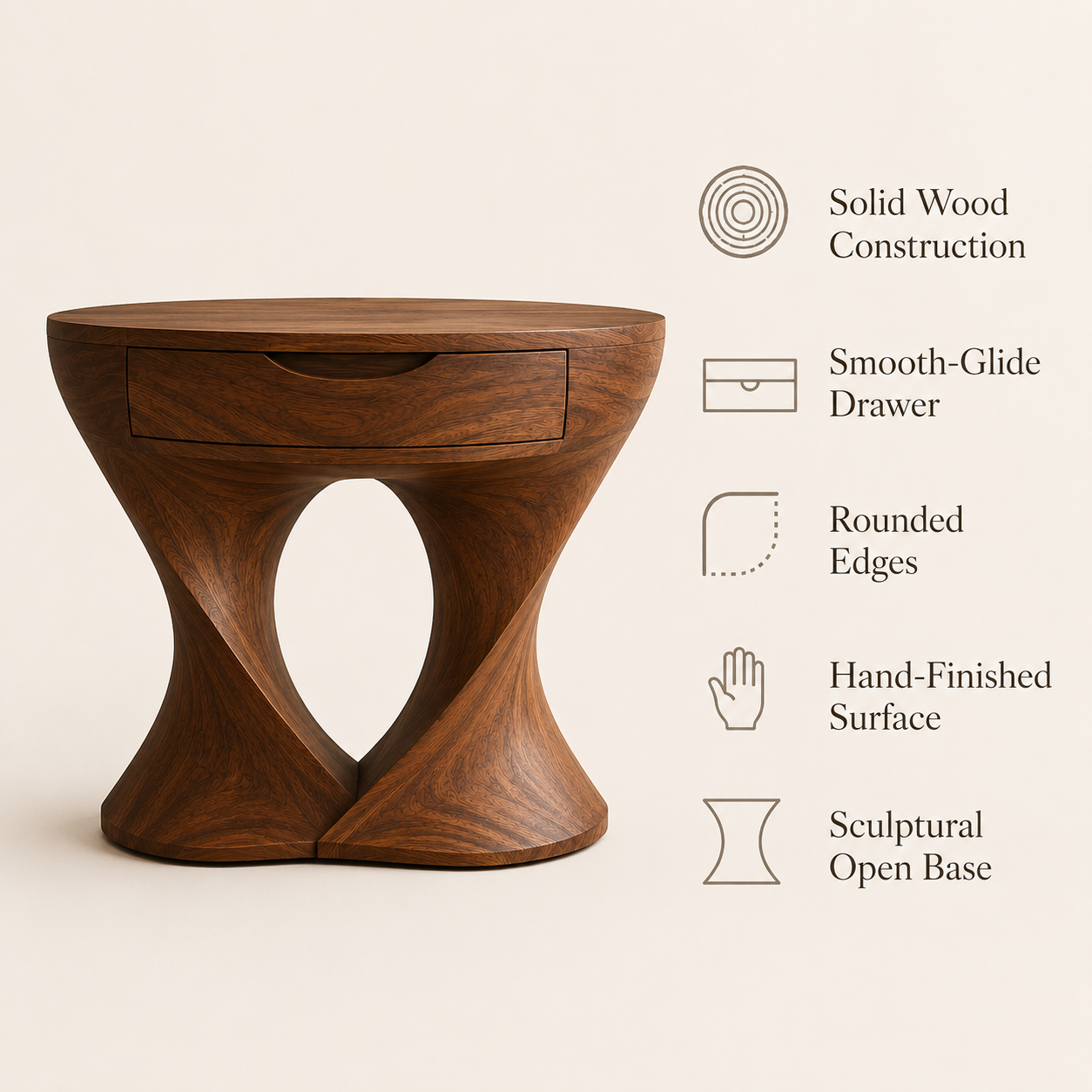 Marin Flow Wood Bedside Table - Design 008 - product image 03