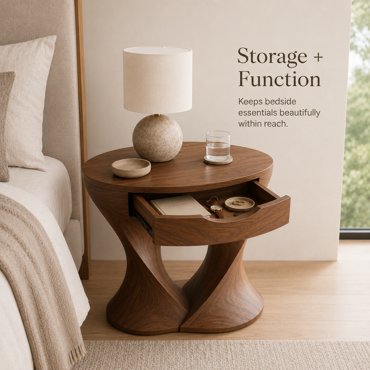 Marin Flow Wood Bedside Table - Design 008 - product image 08