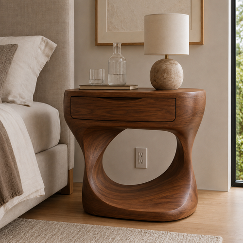 Rowan Hollow Form Bedside Table - Design 012 - main view