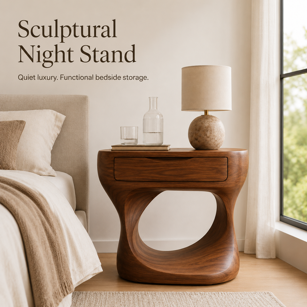 Rowan Hollow Form Bedside Table - Design 012 - product image 02