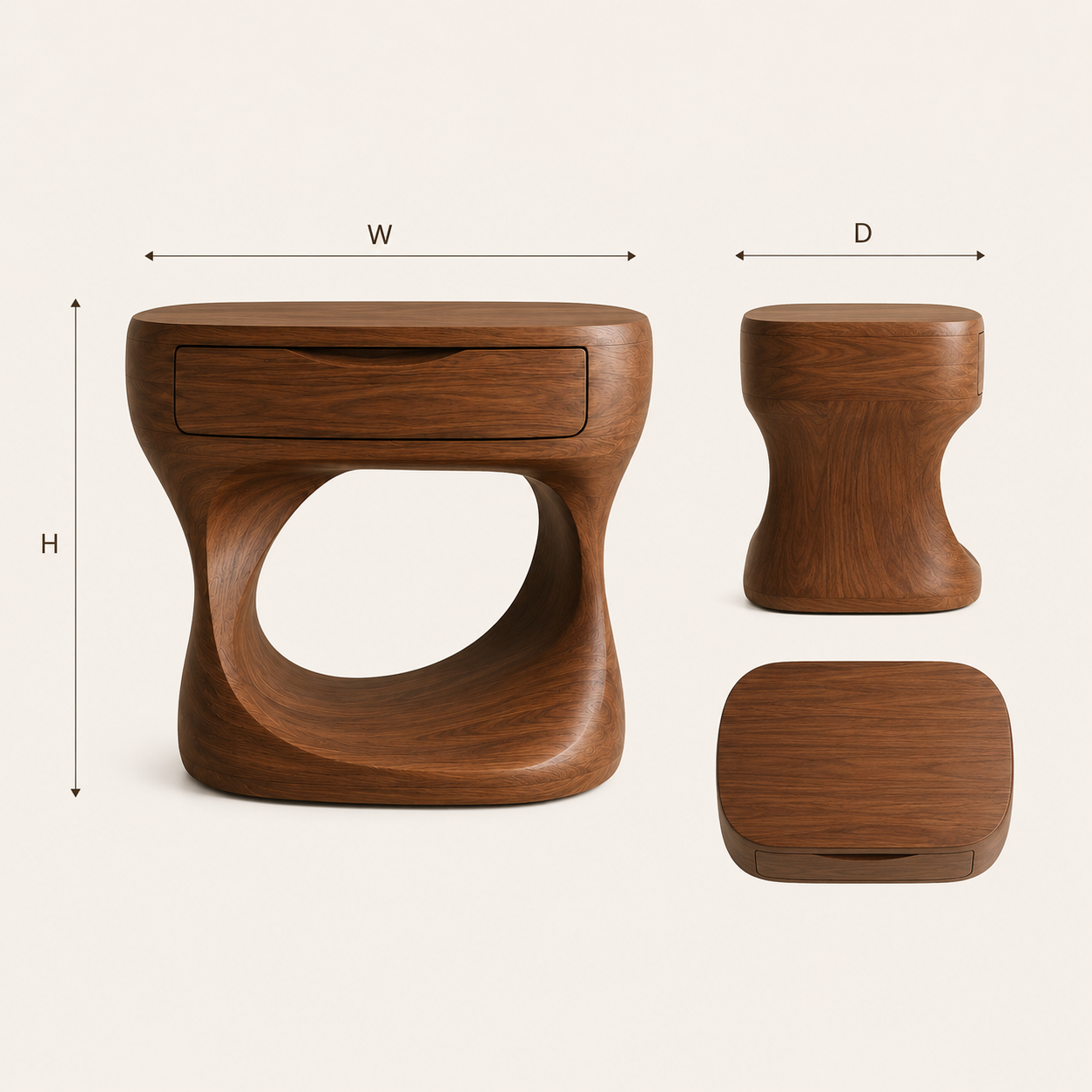 Rowan Hollow Form Bedside Table - Design 012 - product image 08