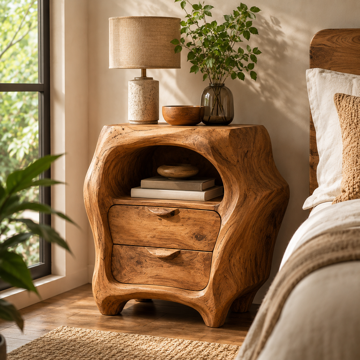 Soren Solid Wood Bedside Table - Design 014 - main view