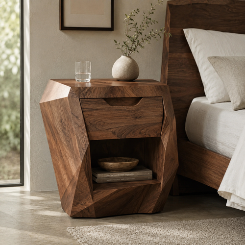 Alden Curved Wood Night Stand - Design 018 - main view