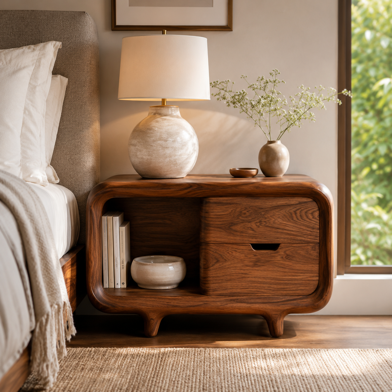 Brielle Sculpted Bedside Table - Design 019 - main view