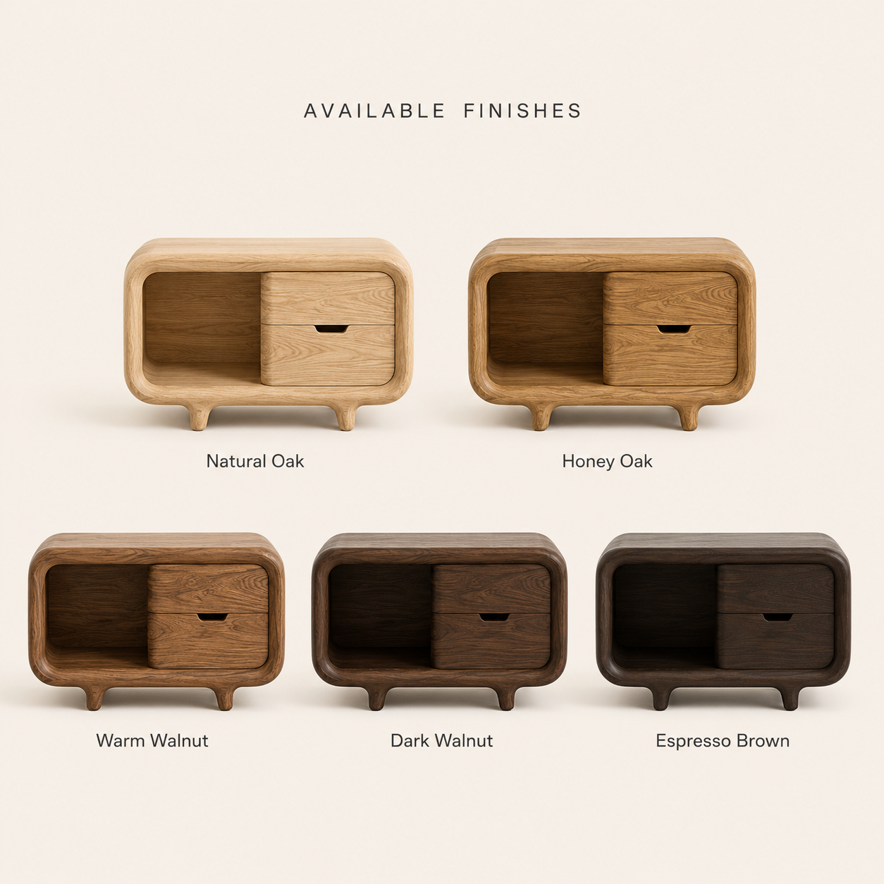 Brielle Sculpted Bedside Table - Design 019 - product image 02