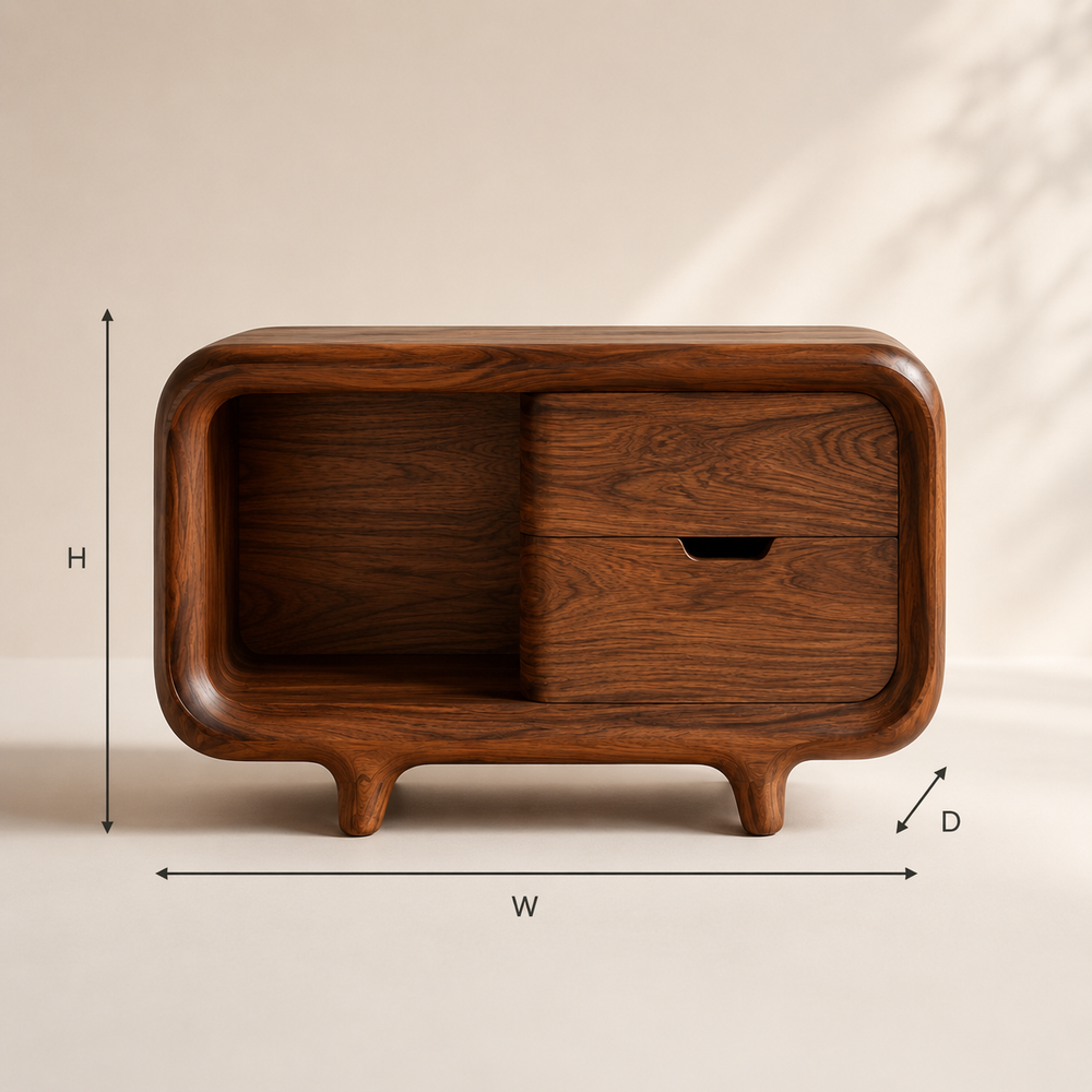 Brielle Sculpted Bedside Table - Design 019 - product image 03