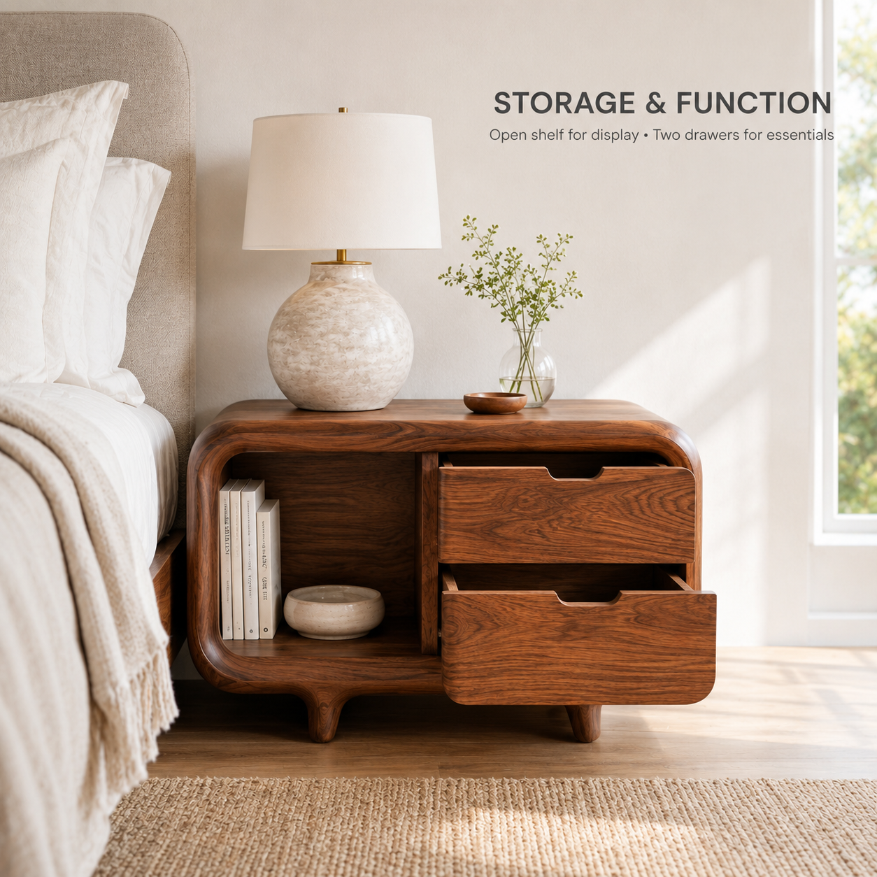 Brielle Sculpted Bedside Table - Design 019 - product image 05