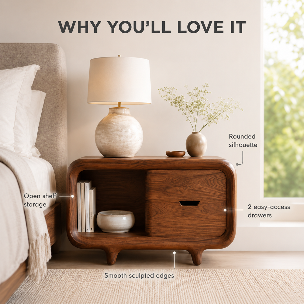 Brielle Sculpted Bedside Table - Design 019 - product image 06