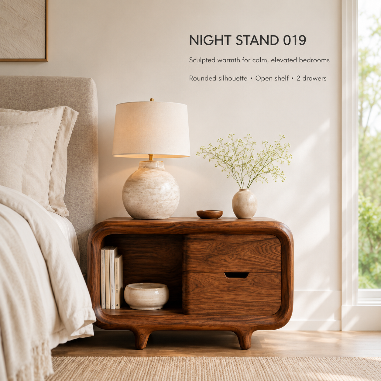 Brielle Sculpted Bedside Table - Design 019 - product image 07