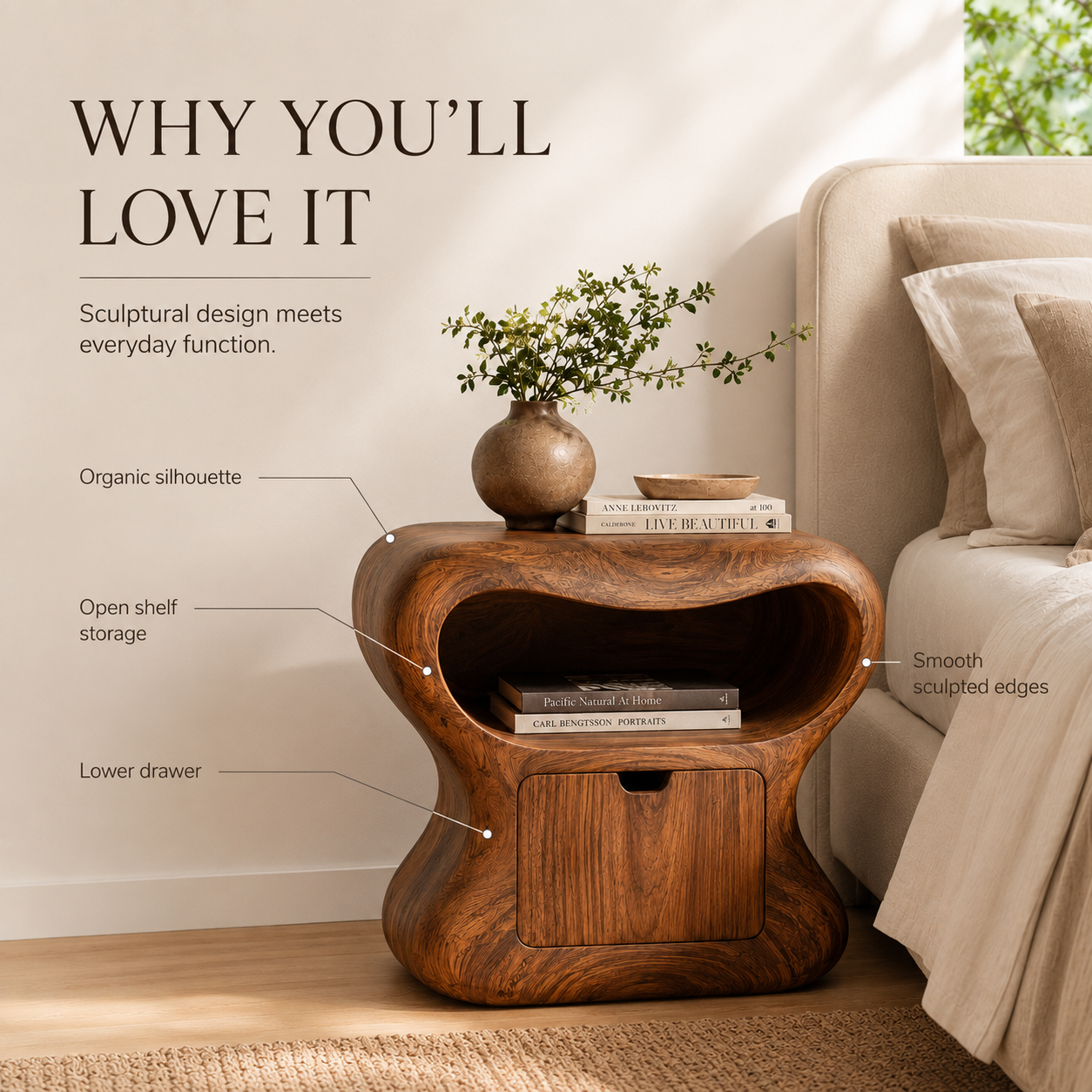 Celine Warm Modern Night Stand - Design 020 - product image 09
