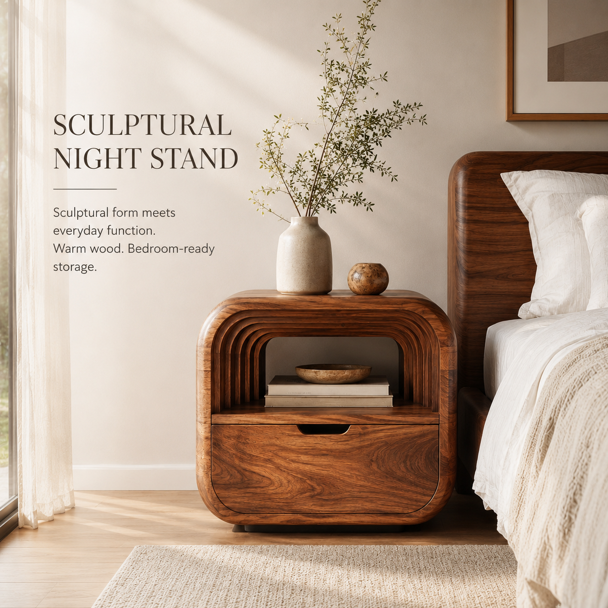 Isla Soft Curve Bedside Table - Design 023 - product image 02