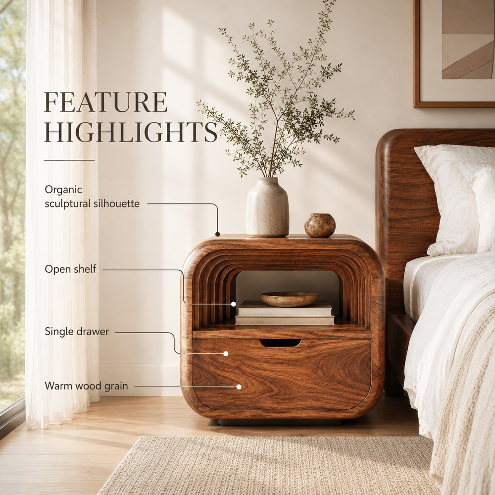 Isla Soft Curve Bedside Table - Design 023 - product image 09