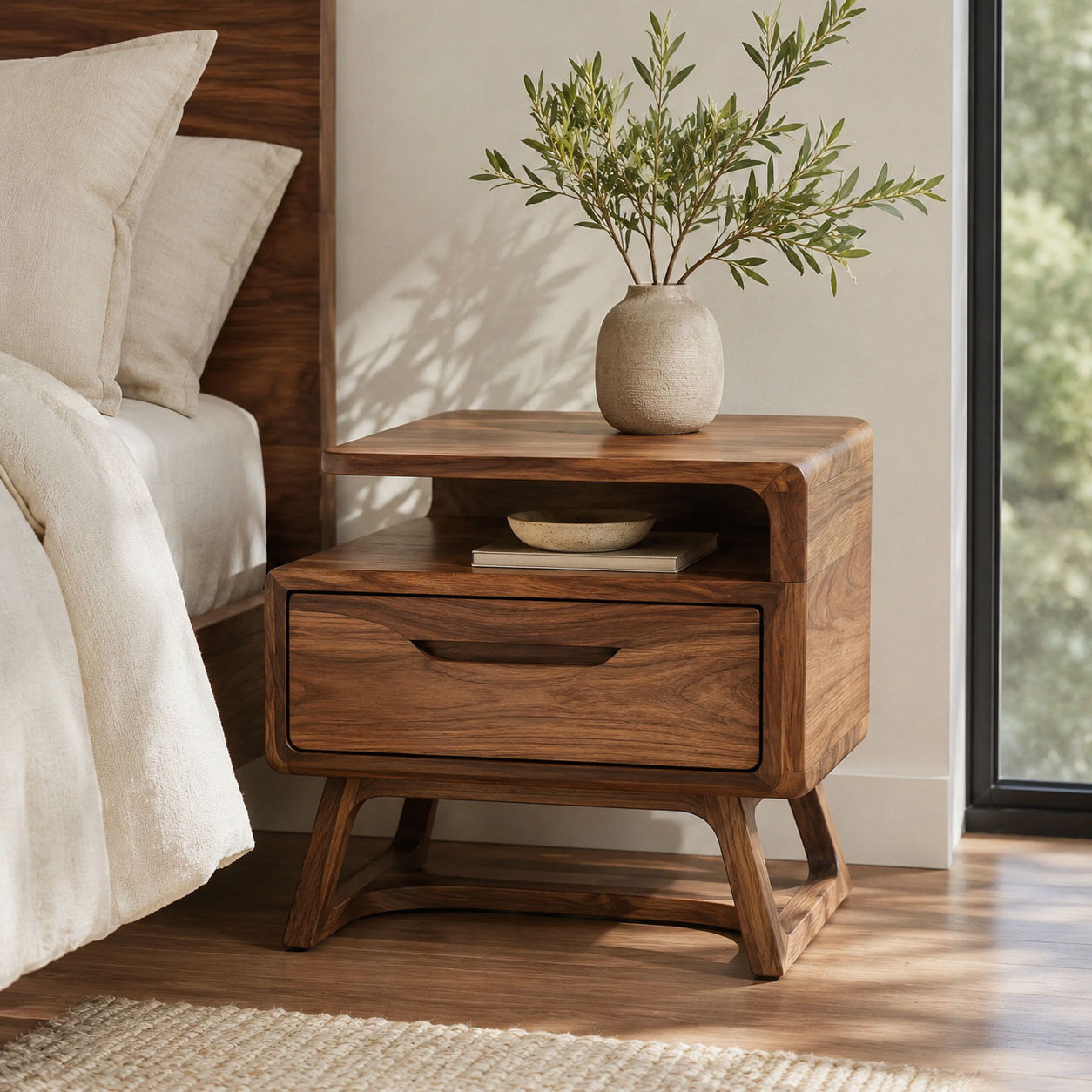 Liora Warm Walnut Night Stand - Design 024 - main view