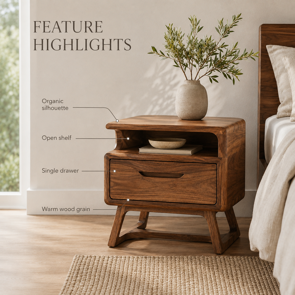 Liora Warm Walnut Night Stand - Design 024 - product image 09