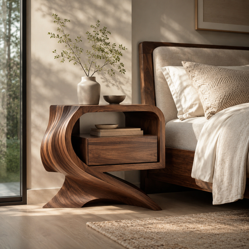 Marin Flow Wood Bedside Table - Design 025 - main view