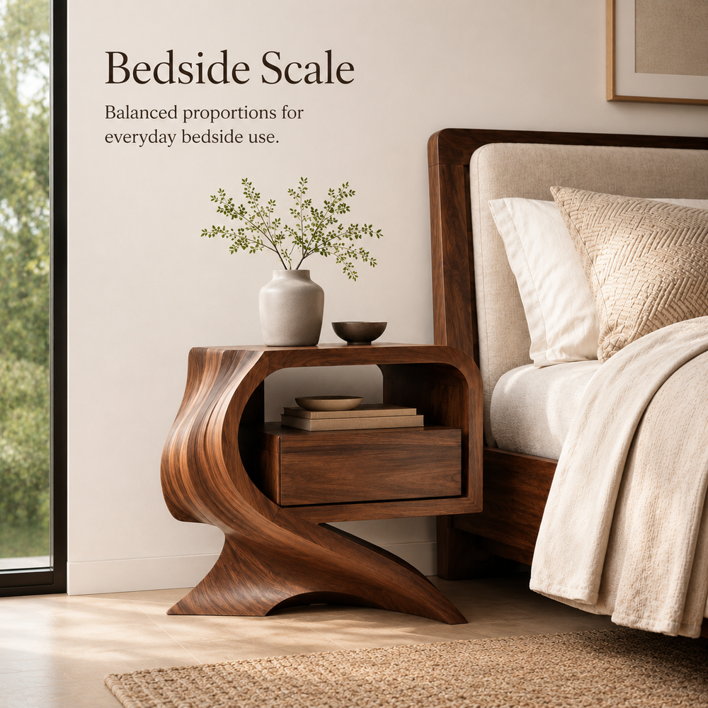 Marin Flow Wood Bedside Table - Design 025 - product image 03