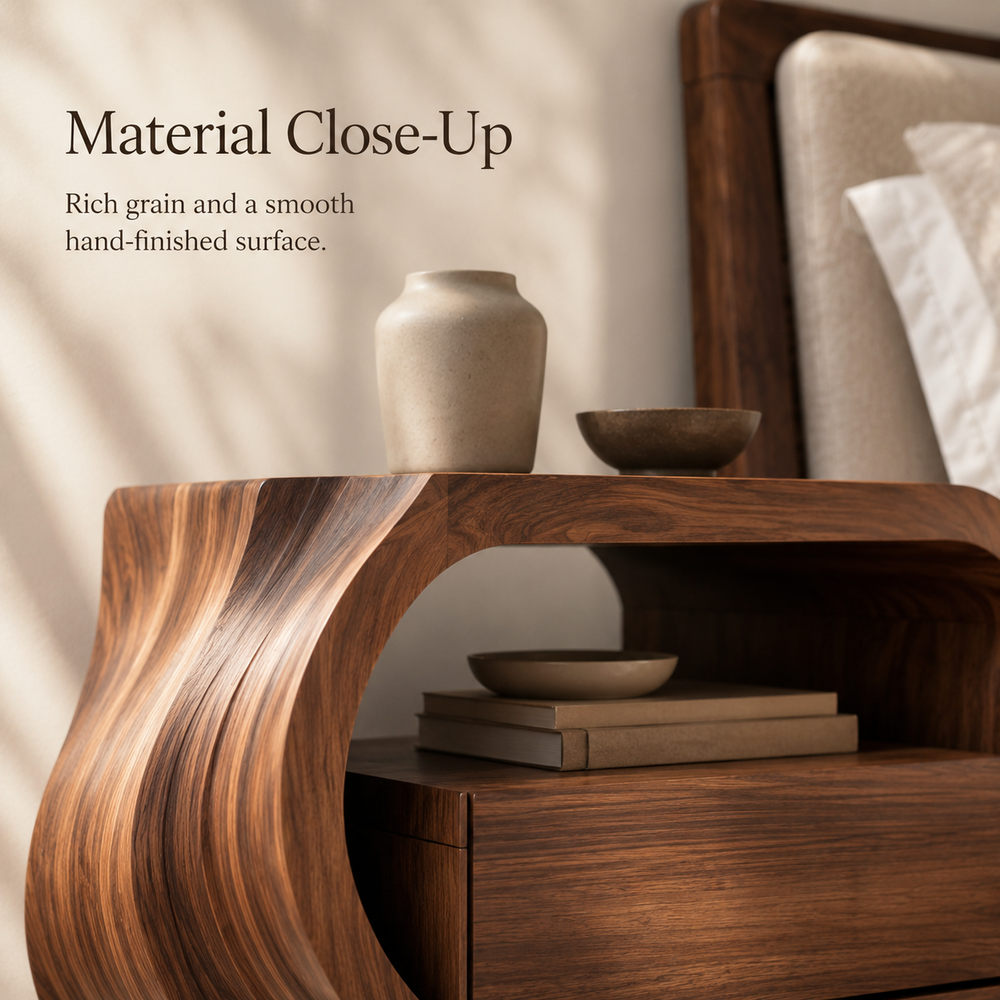 Marin Flow Wood Bedside Table - Design 025 - product image 05