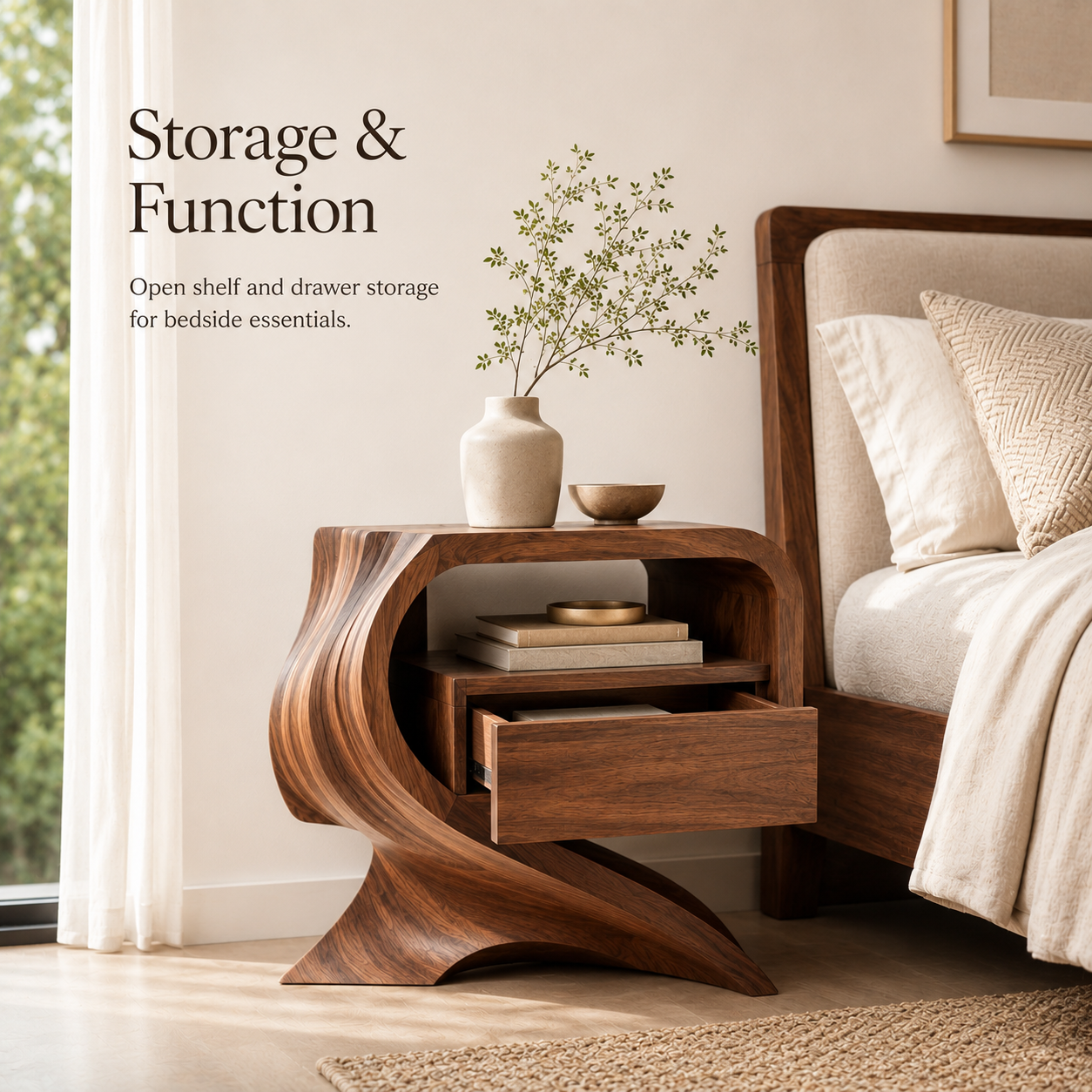 Marin Flow Wood Bedside Table - Design 025 - product image 06