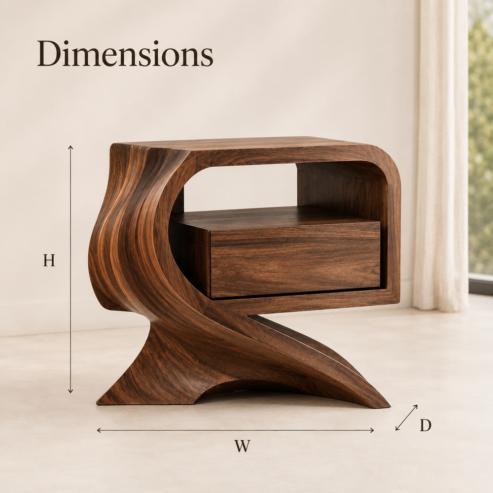 Marin Flow Wood Bedside Table - Design 025 - product image 07