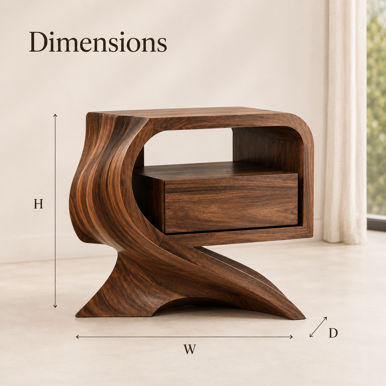 Marin Flow Wood Bedside Table - Design 025 - product image 07