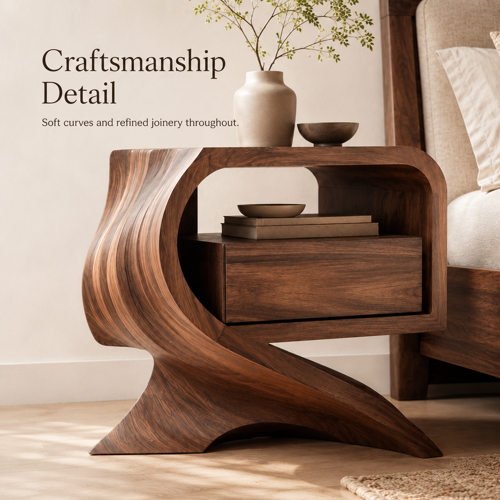 Marin Flow Wood Bedside Table - Design 025 - product image 08