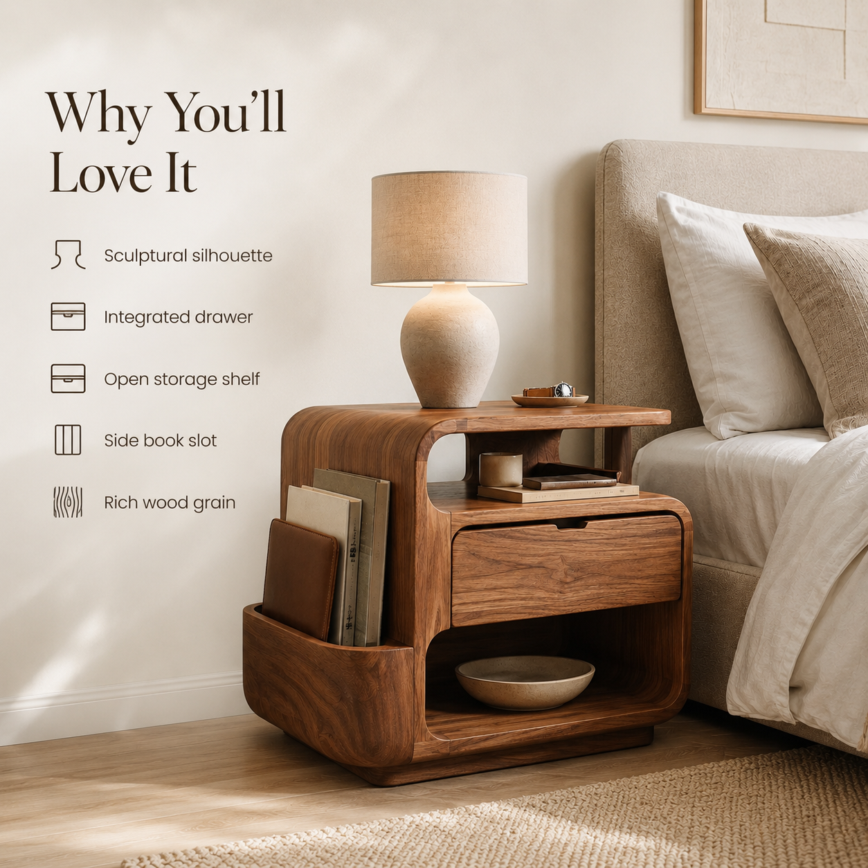 Nolan Arc Bedside Table - Design 027 - product image 09