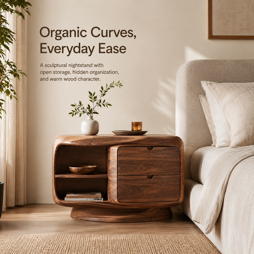 Vale Sculptural Bedside Table - Design 033 - product image 02