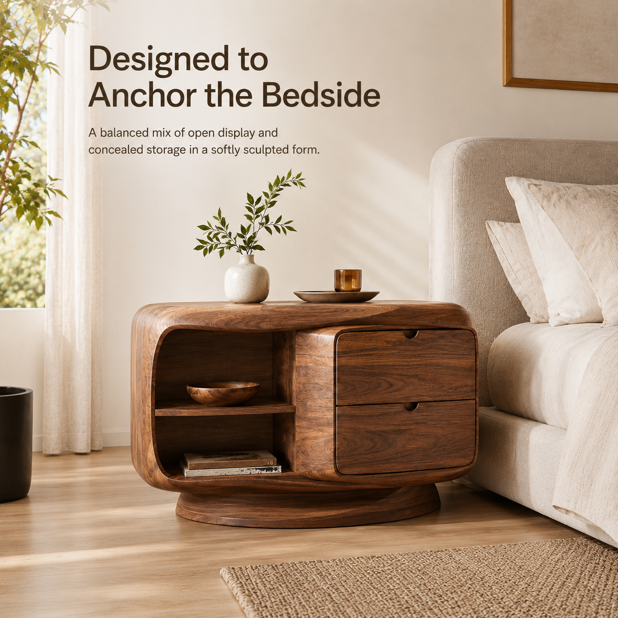 Vale Sculptural Bedside Table - Design 033 - product image 03