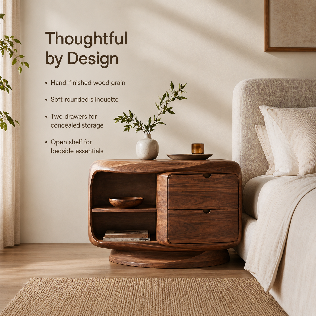 Vale Sculptural Bedside Table - Design 033 - product image 09