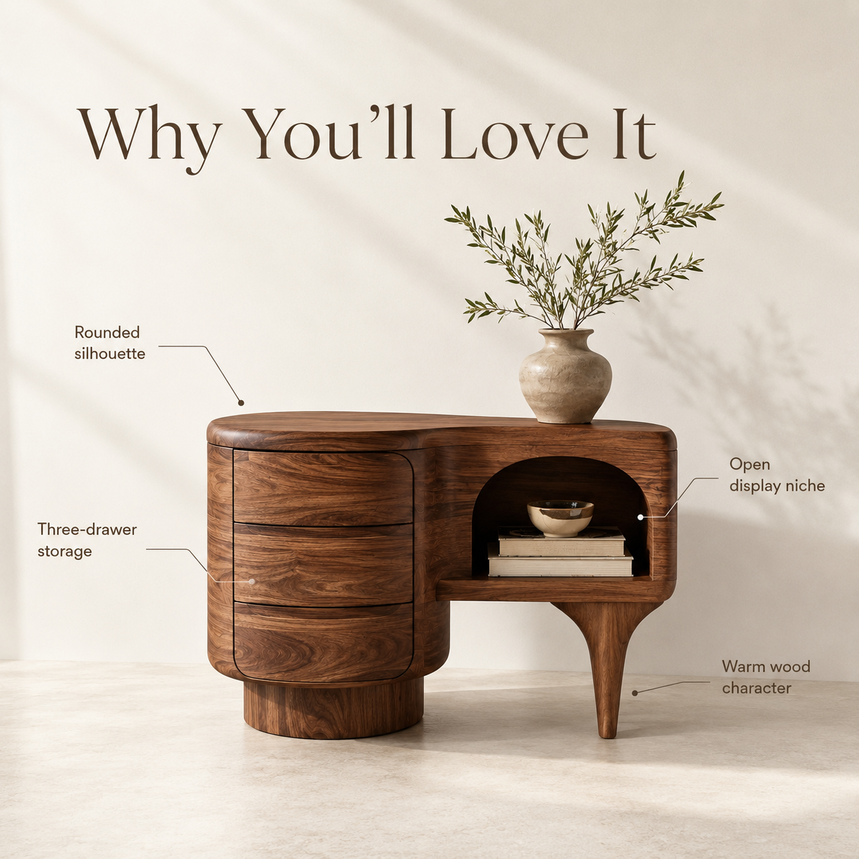 Alden Curved Wood Night Stand - Design 035 - product image 08