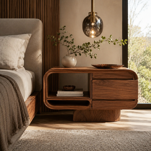 Brielle Sculpted Bedside Table - Design 036 - main view