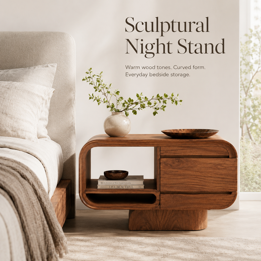 Brielle Sculpted Bedside Table - Design 036 - product image 03
