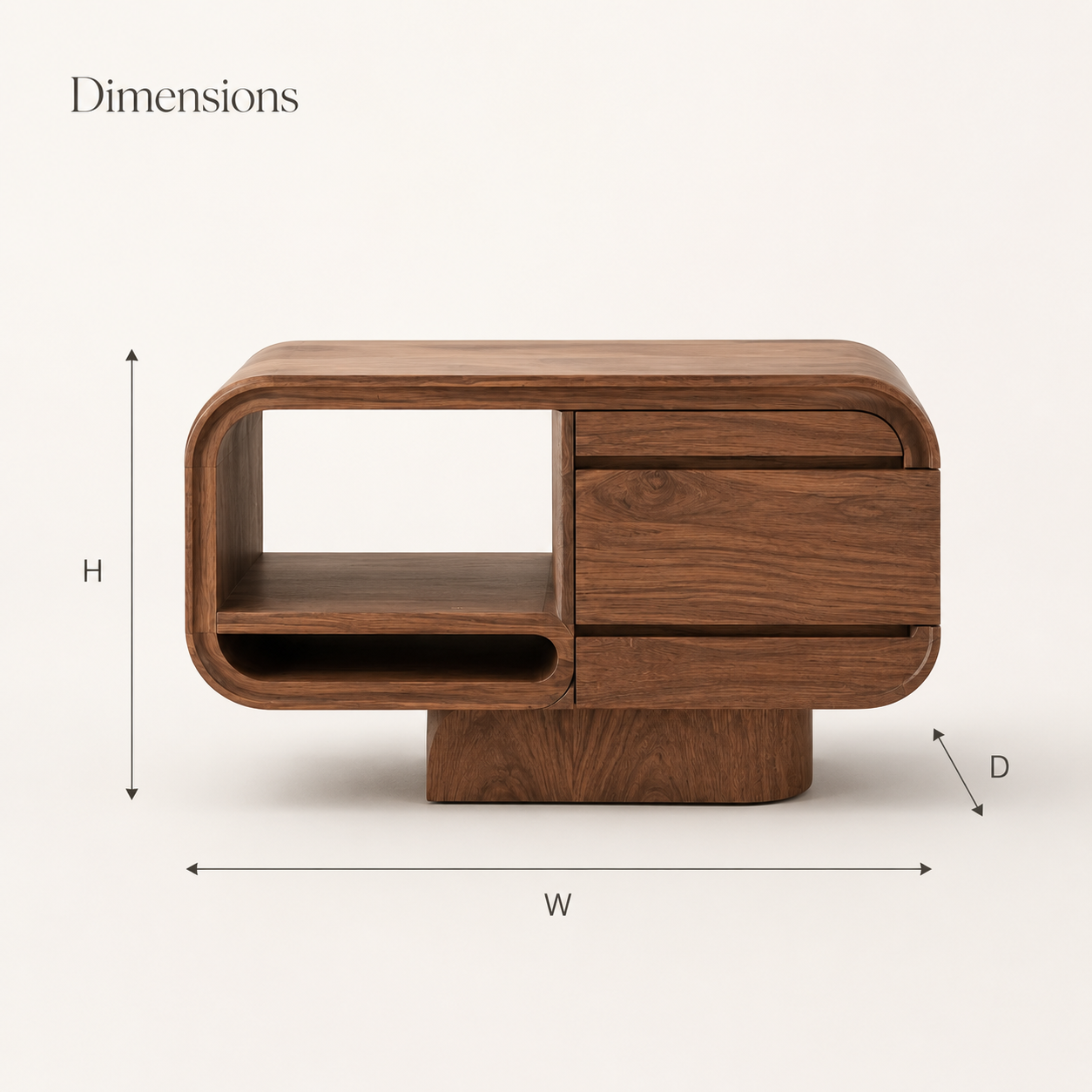 Brielle Sculpted Bedside Table - Design 036 - product image 04