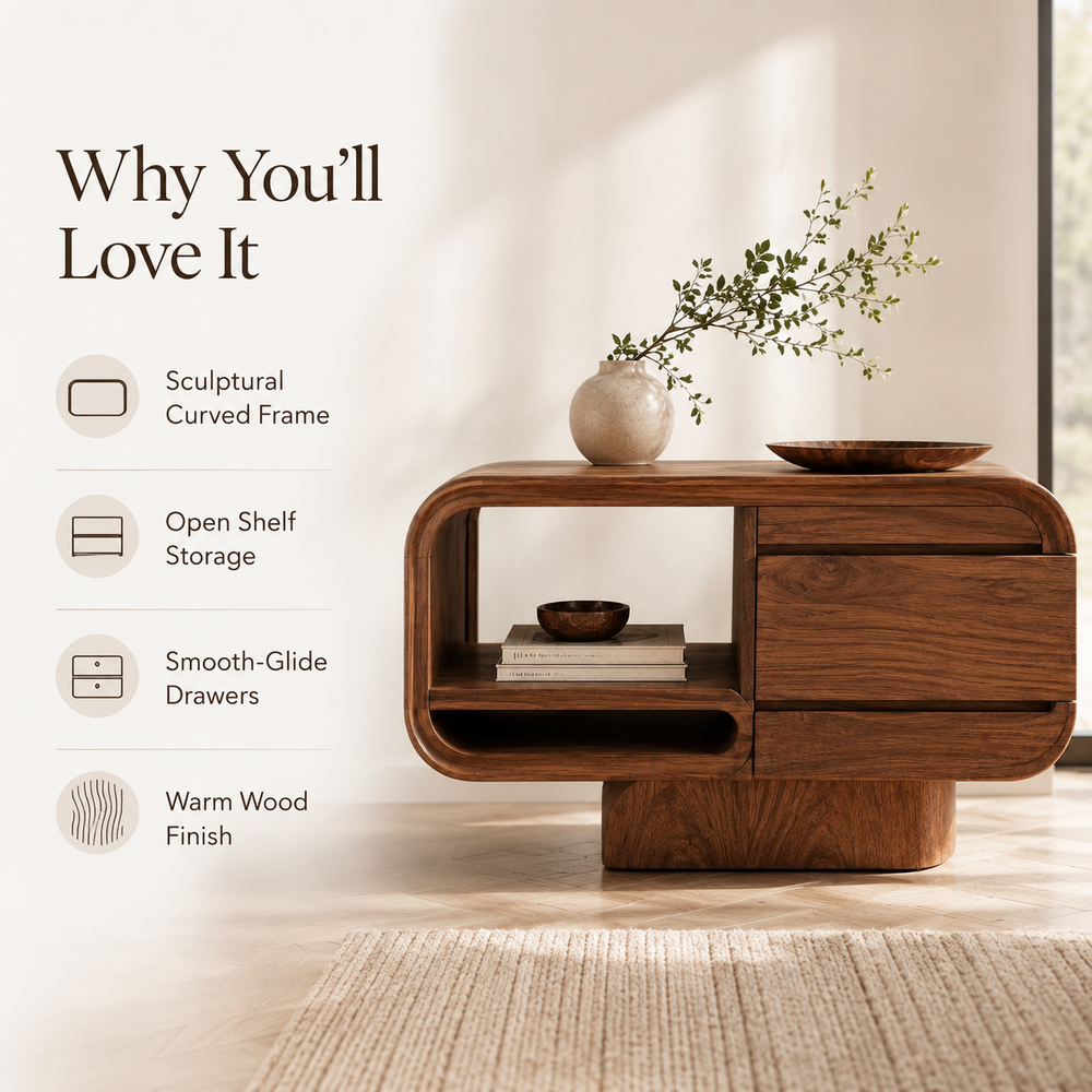 Brielle Sculpted Bedside Table - Design 036 - product image 05