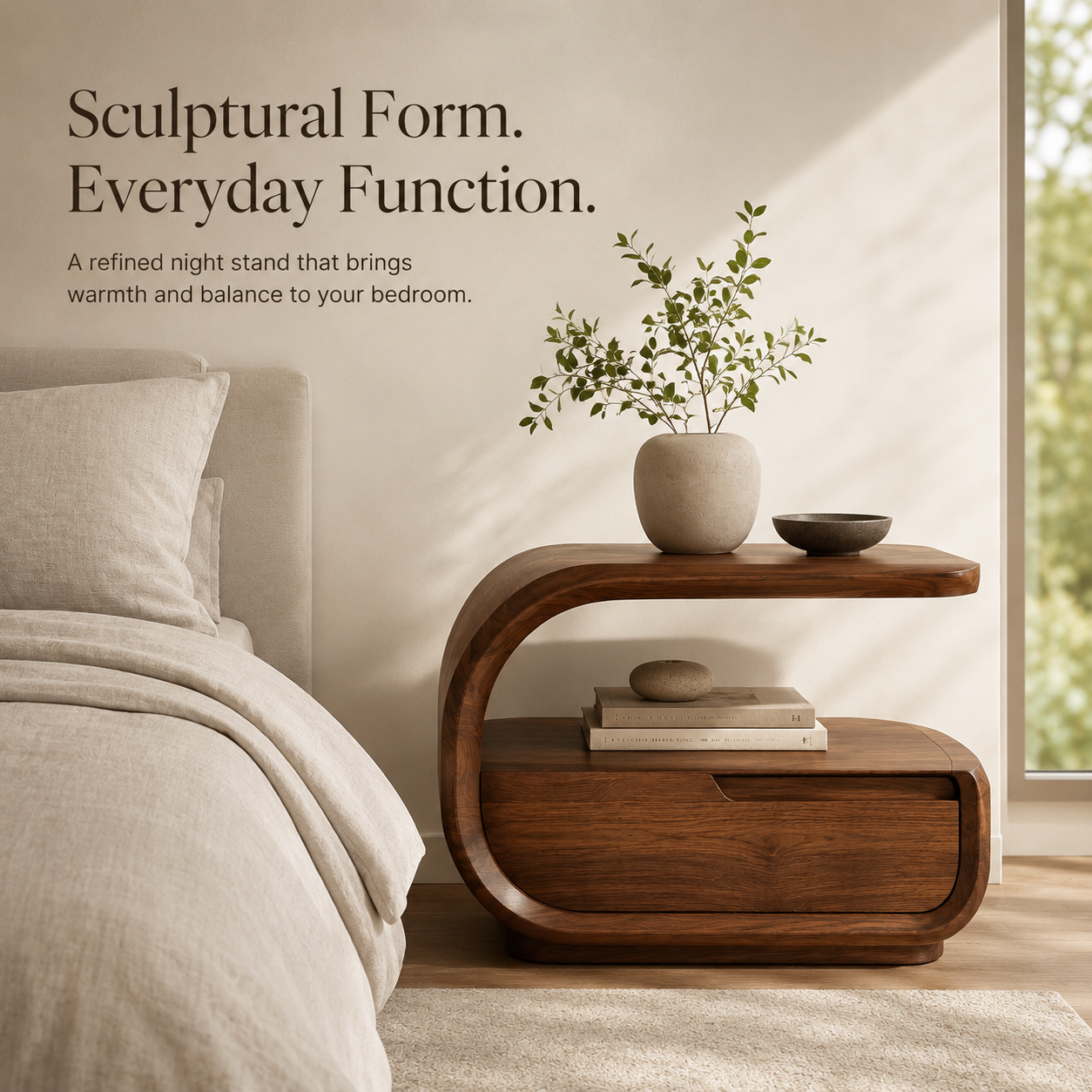 Isla Soft Curve Bedside Table - Design 040 - product image 02