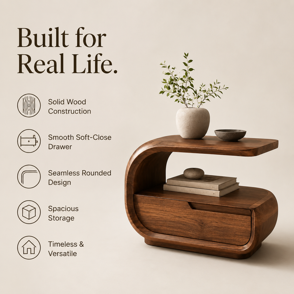 Isla Soft Curve Bedside Table - Design 040 - product image 03