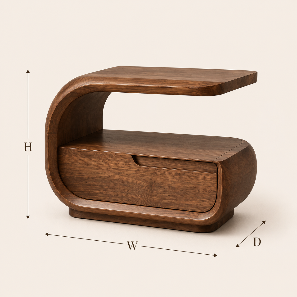 Isla Soft Curve Bedside Table - Design 040 - product image 06