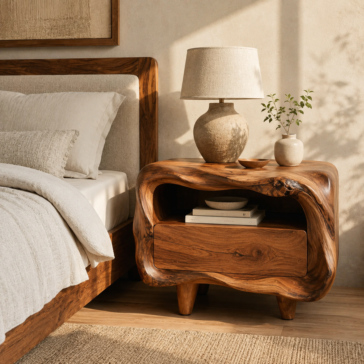 Marin Flow Wood Bedside Table - Design 042 - main view