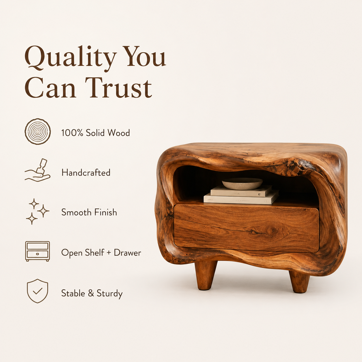 Marin Flow Wood Bedside Table - Design 042 - product image 06
